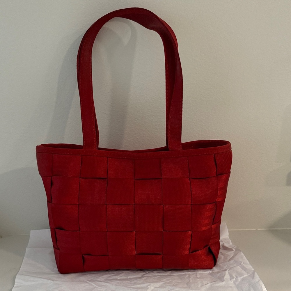 Red Woven Tote Bag - Classic Women's Shoulder Bag